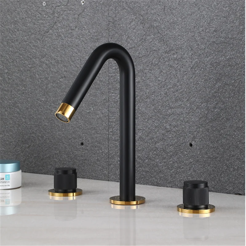 Tuqiu Gold Basin Faucet Brass Black Widespread Bathroom Faucet Chrome Sink Faucet 3 Hole Hot & Cold Wash Faucet Water Tap
Tuqiu Gold Basin Faucet Brass Black Widespread Bathroom Faucet Chrome Sink Faucet 3 Hole Hot & Cold Wash Faucet Water Tap