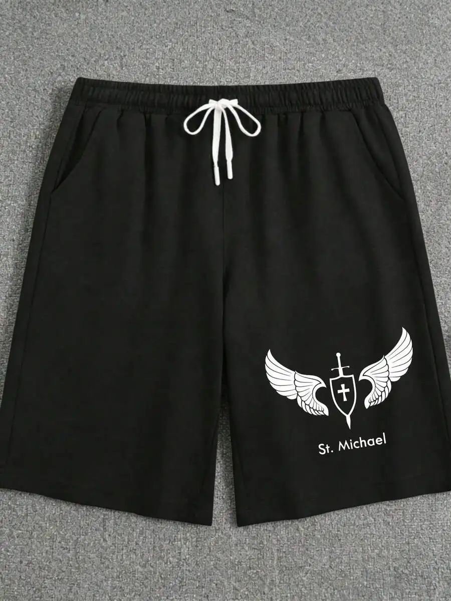 St. Michael Shield And Wings Graphic Fleece Shorts Elastic Waist Drawstring Loose Fit Casual Men Shorts
St. Michael Shield And Wings Graphic Fleece Shorts Elastic Waist Drawstring Loose Fit Casual Men Shorts