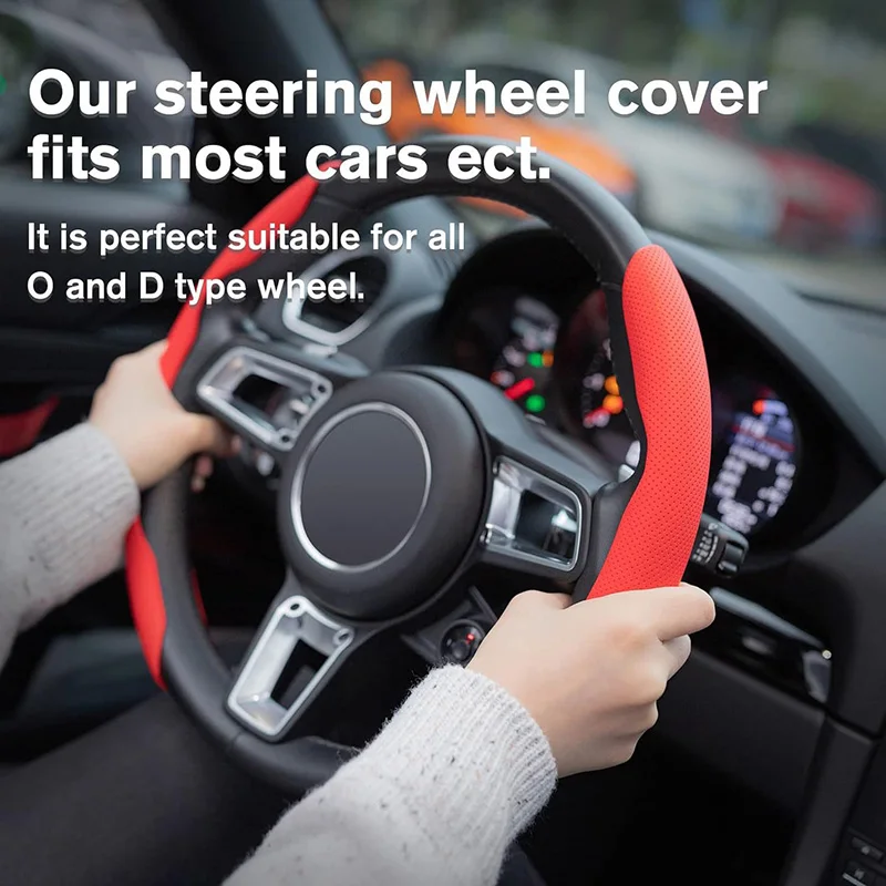 15 Inch Universal O & D Type Steering Wheel Cover Protector, Non-Slip Segmented Car Steering Wheel Cover (Red) Auto Accessories
15 Inch Universal O & D Type Steering Wheel Cover Protector, Non-Slip Segmented Car Steering Wheel Cover (Red) Auto Accessories