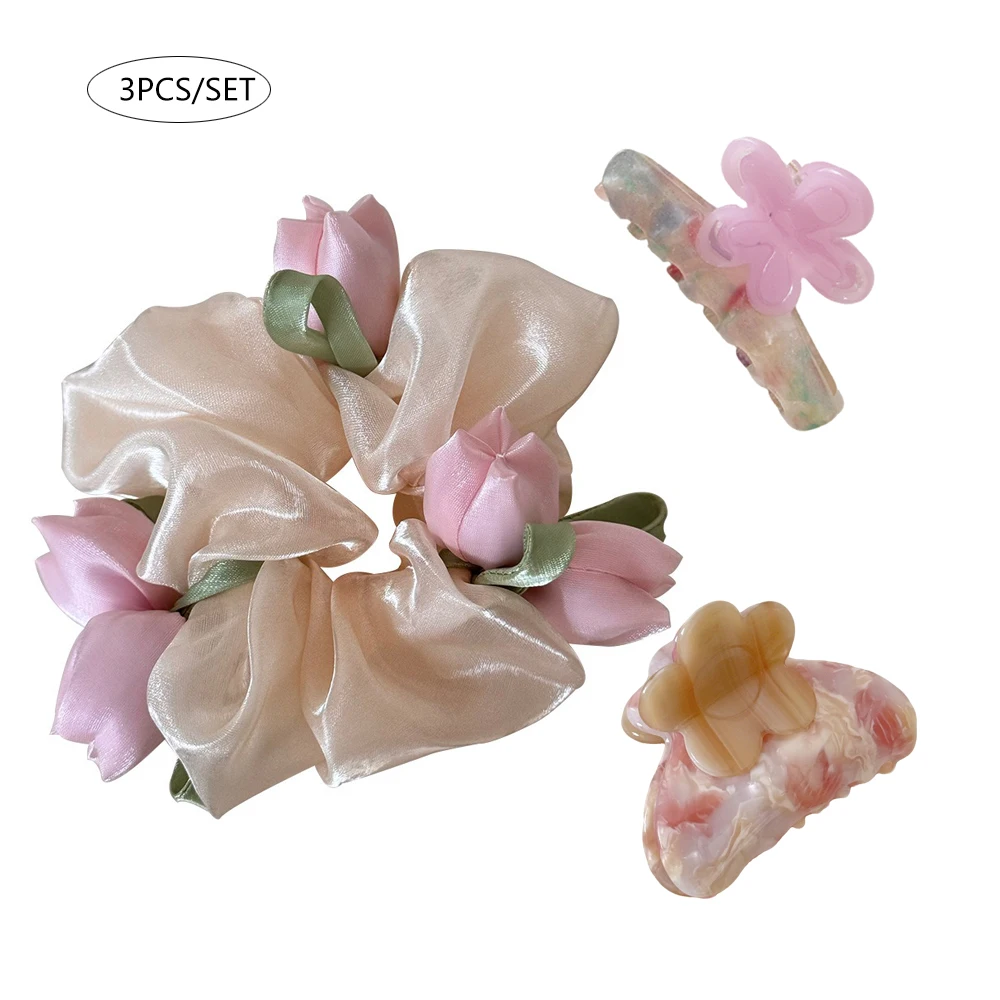 3PCS Set for Gift women girl flower elegant designer silk scrunchie kpop sweets korean leading fashion claw clip popular catches
3PCS Set for Gift women girl flower elegant designer silk scrunchie kpop sweets korean leading fashion claw clip popular catches