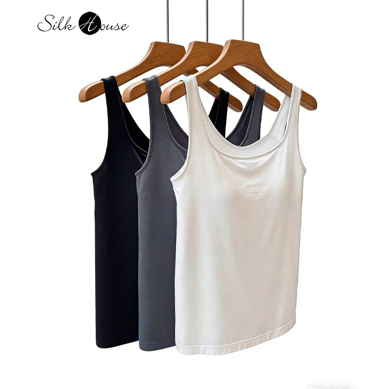 Women's Casual Summer New Natural Mulberry Silk Blended Vest with Chest Pad Versatile and Sexy Solid Color Underwear
Women's Casual Summer New Natural Mulberry Silk Blended Vest with Chest Pad Versatile and Sexy Solid Color Underwear