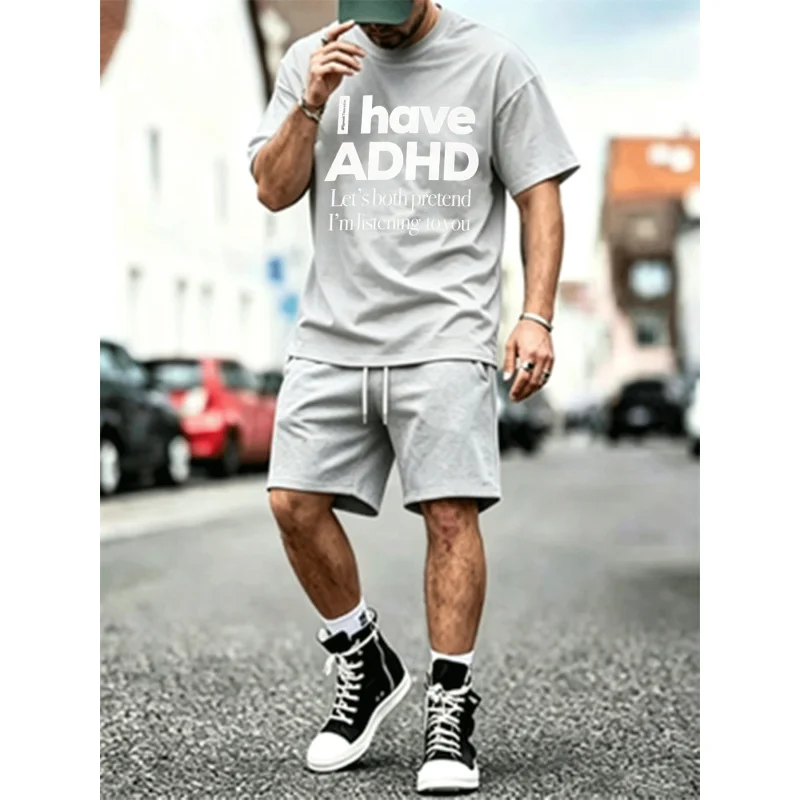 Men's Funny "ADHD" Print T-Shirt & Mesh Shorts Set, Casual 2-Piece Outfit, Summer Streetwear, EU Size Available
Men's Funny "ADHD" Print T-Shirt & Mesh Shorts Set, Casual 2-Piece Outfit, Summer Streetwear, EU Size Available