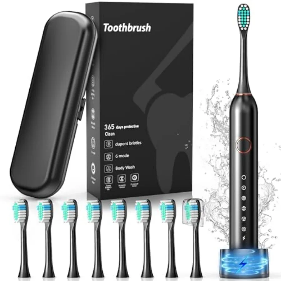 Electric Toothbrush Sonic Type for Adults and Teens 40000 VPM Electric Motor 6 Modes IPX7 Waterproof 2 Minutes Timer Wireless C
Electric Toothbrush Sonic Type for Adults and Teens 40000 VPM Electric Motor 6 Modes IPX7 Waterproof 2 Minutes Timer Wireless C