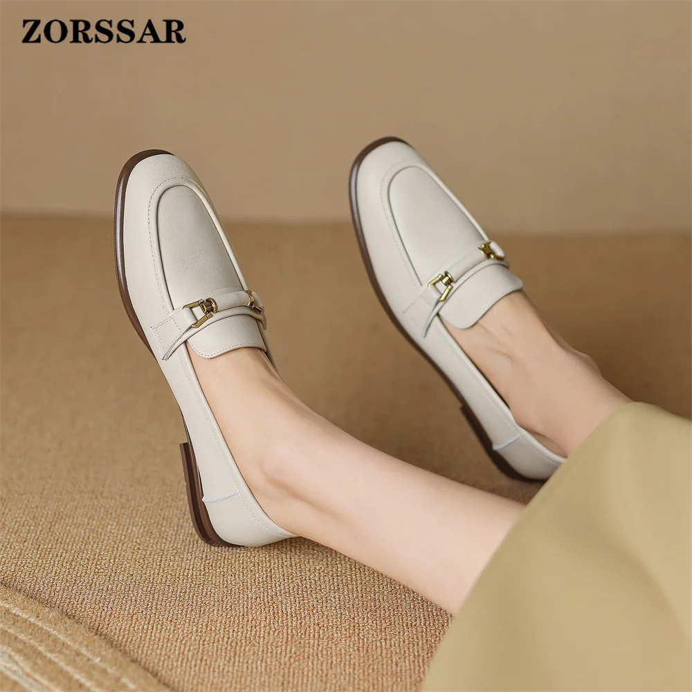 Women's Genuine Leather Round Toe Slip-on Flats Loafers High Quality Soft Comfortable Moccasins Metal Buckle Shoes Hot
Women's Genuine Leather Round Toe Slip-on Flats Loafers High Quality Soft Comfortable Moccasins Metal Buckle Shoes Hot