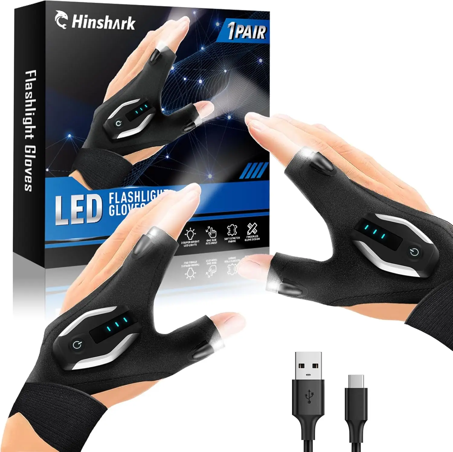 LED Flashlight Gloves for Men, Father's Day Gifts, Camping Tools, Rechargeable Fingerless Gadgets
LED Flashlight Gloves for Men, Father's Day Gifts, Camping Tools, Rechargeable Fingerless Gadgets
