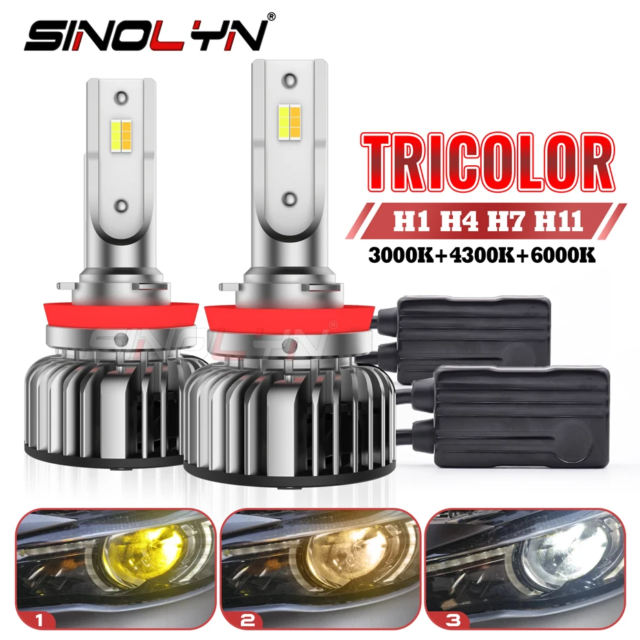Лампа Sinolyn H7 светодиодный H4 H1 H11 3000K 4300K 6000K трехцветная, лампы 12 В для фар, проекторов, линз, лампы, обновленные автомобильные лампы
Лампа Sinolyn H7 светодиодный H4 H1 H11 3000K 4300K 6000K трехцветная, лампы 12 В для фар, проекторов, линз, лампы, обновленные автомобильные лампы