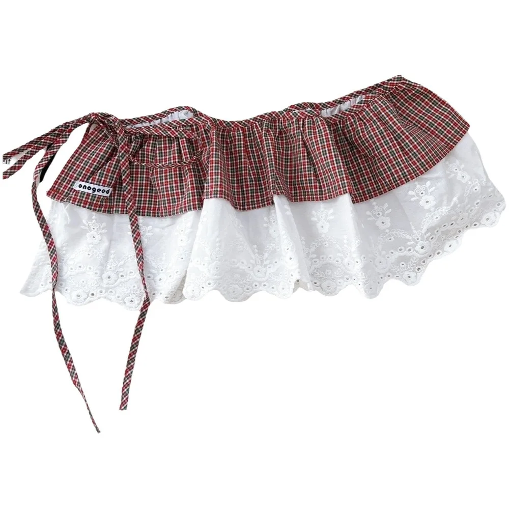 Fashion Balletcore Plaid Fart Curtain Lace Up Stacked Ruffle Short Skirts Korean Style Pastoral Style Lace Mini Skirts Women
Fashion Balletcore Plaid Fart Curtain Lace Up Stacked Ruffle Short Skirts Korean Style Pastoral Style Lace Mini Skirts Women