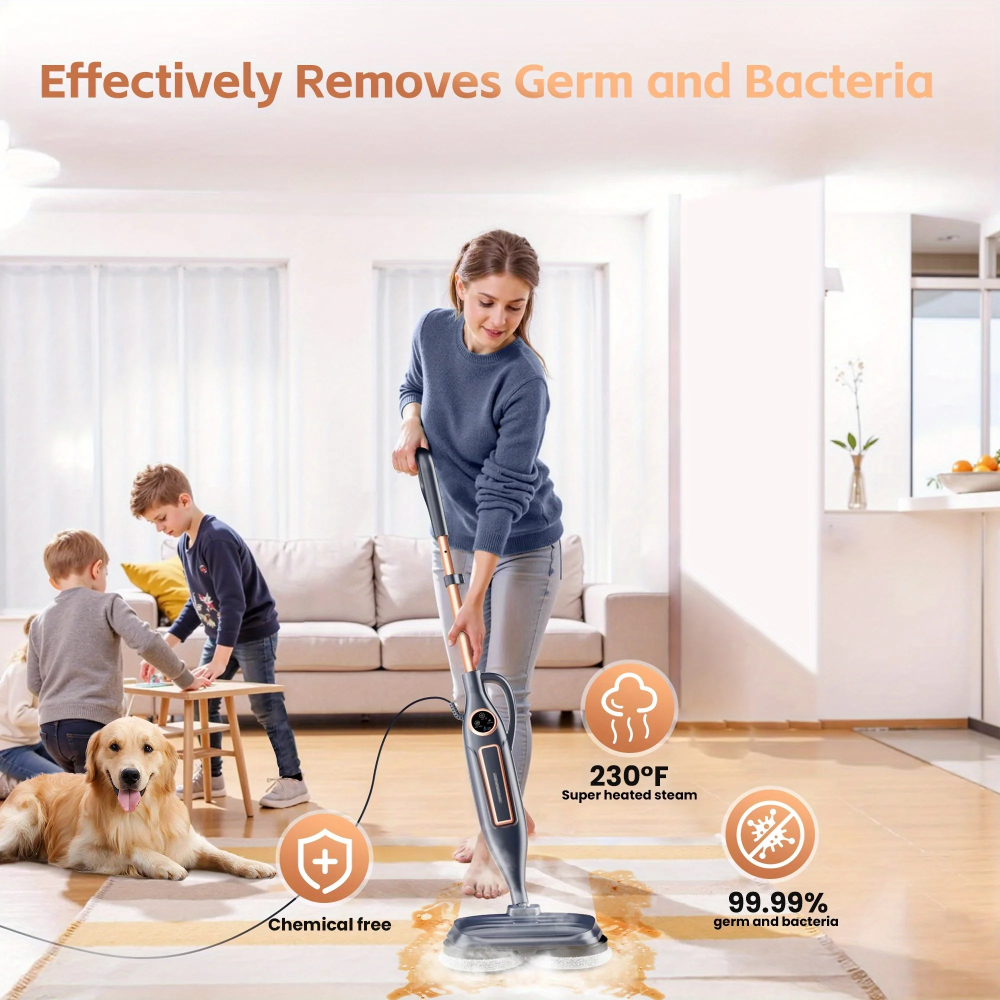 2025 New Steam Mop, Scrubbing Steam Mop with Rotating Mop Pads, 10in 1 Lightweight Spin Mop with Steam Blaster Technology & 3 Steam Modes & LED Headlights for Hard Floor Laminate Marble Floors
2025 New Steam Mop, Scrubbing Steam Mop with Rotating Mop Pads, 10in 1 Lightweight Spin Mop with Steam Blaster Technology & 3 Steam Modes & LED Headlights for Hard Floor Laminate Marble Floors