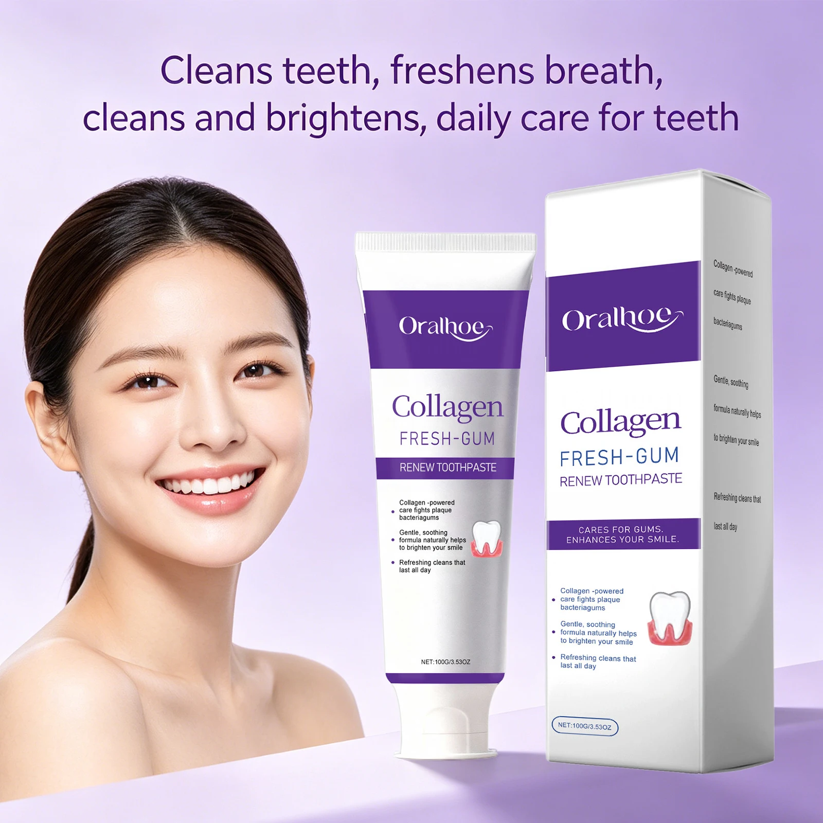 Collagen Toothpaste Cleanses and Polishes Teeth Removes Bad Breath Long-Lasting Fresh Breath Whitening Teeth Gum Care
Collagen Toothpaste Cleanses and Polishes Teeth Removes Bad Breath Long-Lasting Fresh Breath Whitening Teeth Gum Care