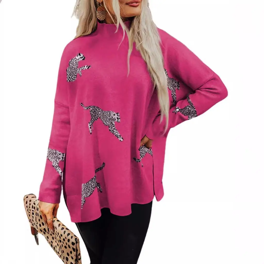Shiying Women's Turtleneck Sweater Winter Loose Fit Animal Print Pullover with Hems Slit Detail
Shiying Women's Turtleneck Sweater Winter Loose Fit Animal Print Pullover with Hems Slit Detail