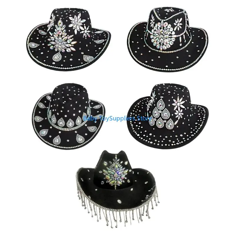 R1WF Ковбойские шляпы со стразами и геометрическим узором, ветрозащитная шляпа из фетра высокой плотности для долговечности и на
R1WF Ковбойские шляпы со стразами и геометрическим узором, ветрозащитная шляпа из фетра высокой плотности для долговечности и на