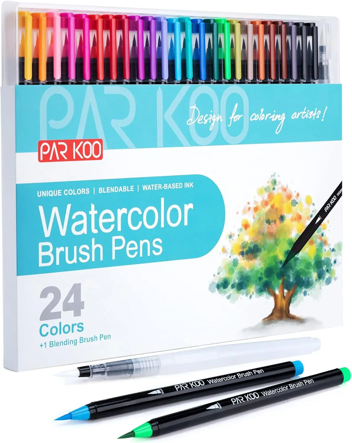24 Watercolor Brush Pens with Blending Brush - Flexible Nylon Tips for Painting, Calligraphy & Coloring
24 Watercolor Brush Pens with Blending Brush - Flexible Nylon Tips for Painting, Calligraphy & Coloring
