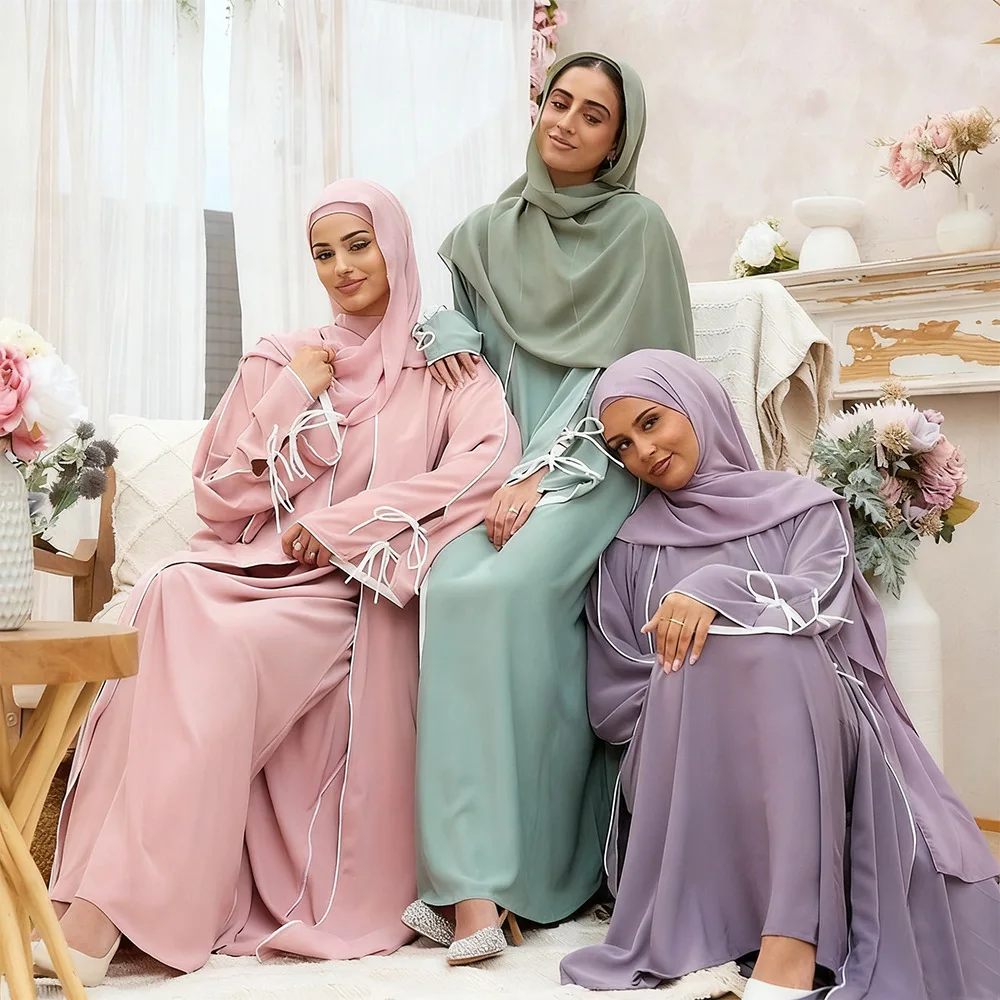 Eid Muslim Sets Bow Kimono Cardigan Open Abaya Dubai Kaftan Women Kebaya Party Dresses Islam Clothing Femme Musulmane Ensembles
Eid Muslim Sets Bow Kimono Cardigan Open Abaya Dubai Kaftan Women Kebaya Party Dresses Islam Clothing Femme Musulmane Ensembles