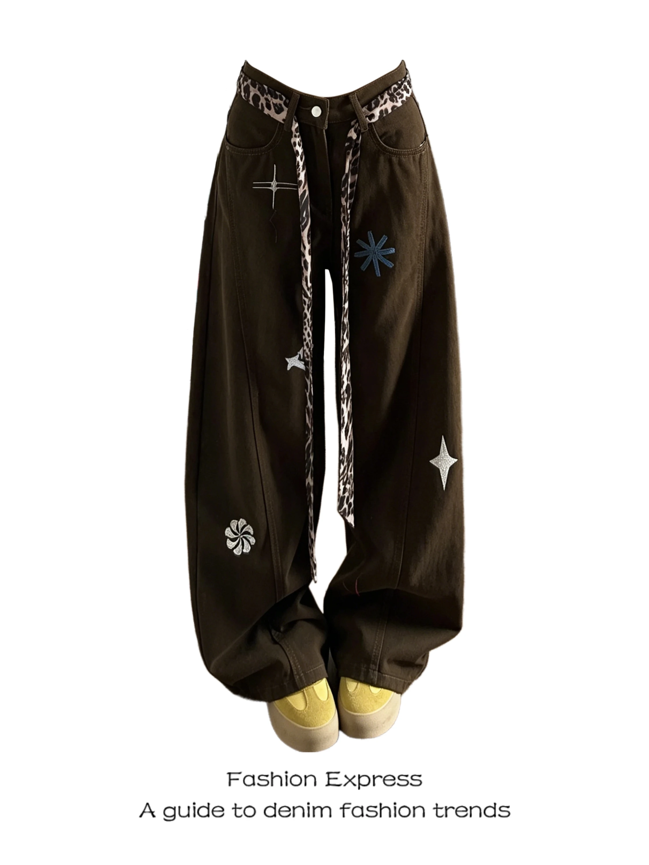 American Style Loose Wide Leg High Waist Denim Jeans Women Summer Leopard Print Embroidery Casual Fashion Trousers
American Style Loose Wide Leg High Waist Denim Jeans Women Summer Leopard Print Embroidery Casual Fashion Trousers