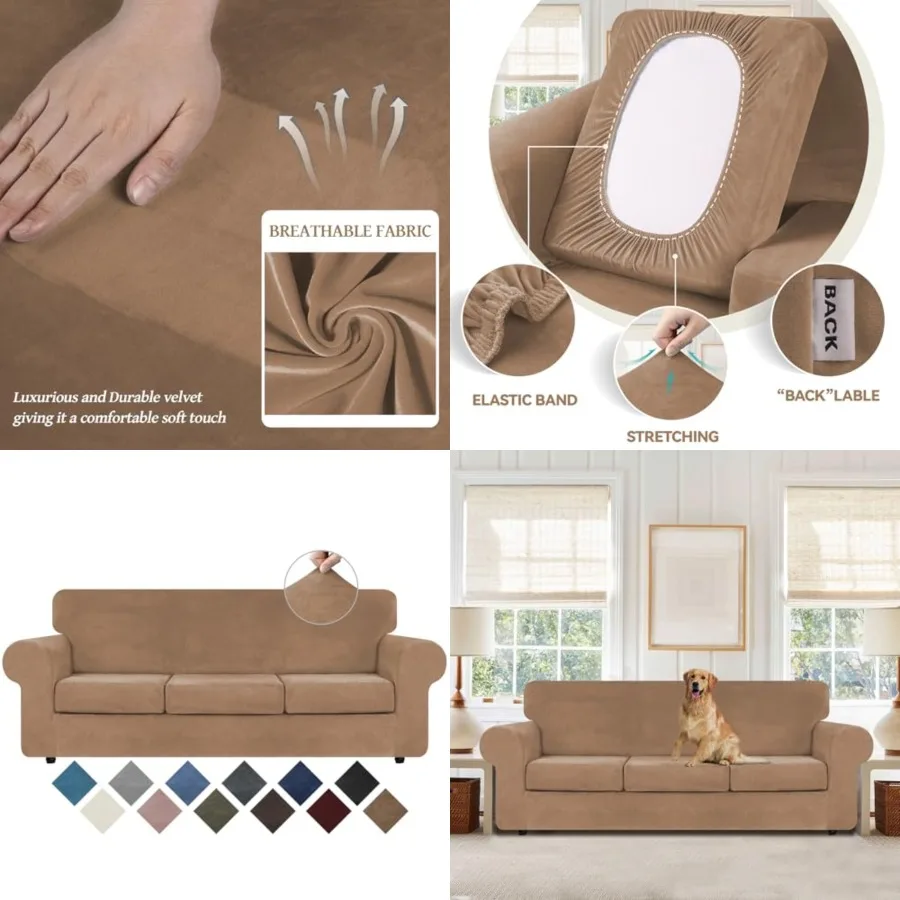 4 Pieces Polyester and Spandex High Stretch Couch Covers for 3 Cushion Couch Sofa Slipcovers, Furniture Protector with Non Slip
4 Pieces Polyester and Spandex High Stretch Couch Covers for 3 Cushion Couch Sofa Slipcovers, Furniture Protector with Non Slip