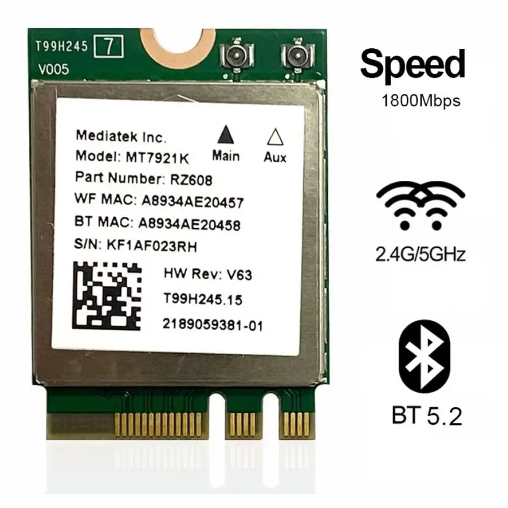Встроенный MT7921K Gigabit 802.11ax двухдиапазонный Bluetooth 5g-1200 Мбит/с Скорость и 5,2-совместимость с подключением 2,4–574 Мбит/с J3F2
Встроенный MT7921K Gigabit 802.11ax двухдиапазонный Bluetooth 5g-1200 Мбит/с Скорость и 5,2-совместимость с подключением 2,4–574 Мбит/с J3F2