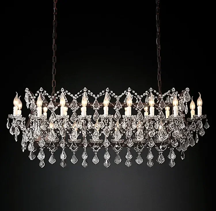 19th C. Rococo Iron & Crystal Chandeliers Rectangular Lighting Candles Suspension Lamp Home Decoration
19th C. Rococo Iron & Crystal Chandeliers Rectangular Lighting Candles Suspension Lamp Home Decoration