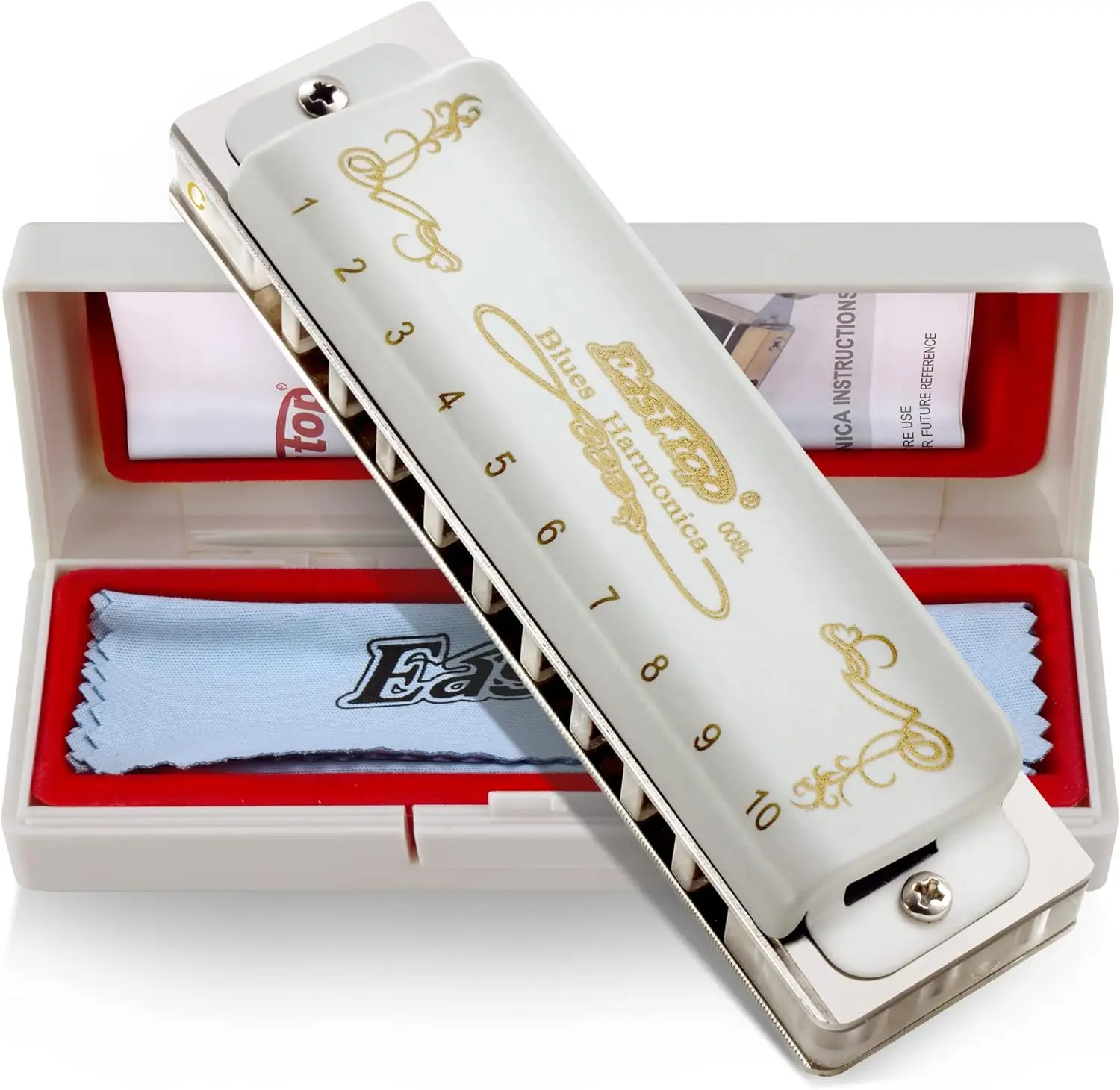 Blues Harmonica Key of C, 10 Holes Diatonic Mouth Organ with White Cover for Adults and Students
Blues Harmonica Key of C, 10 Holes Diatonic Mouth Organ with White Cover for Adults and Students