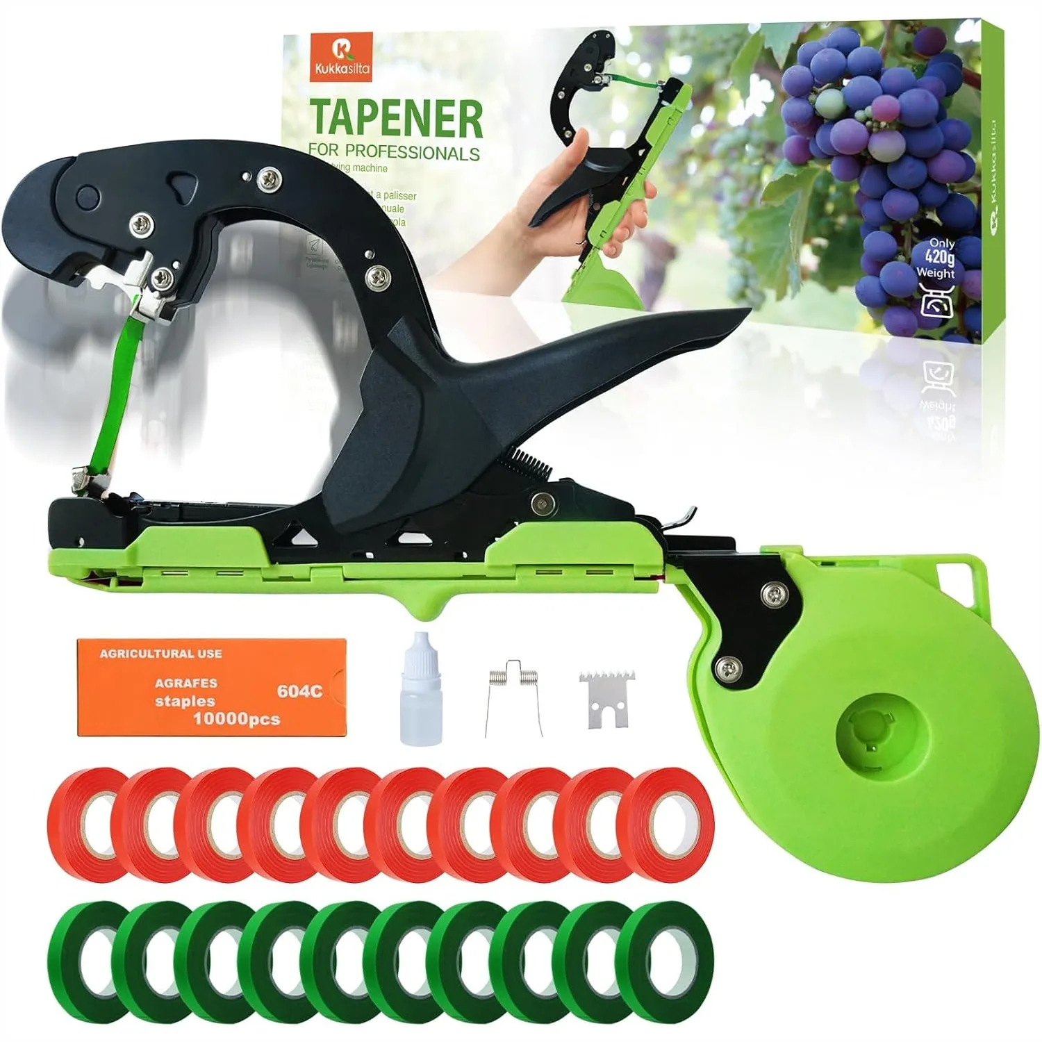 Plant Tying Machine for Tomatoes Grapes Vines, Adjustable Plant Tape Gun with SK5 Blade, 20 Rolls Tape & 10000 Staples
Plant Tying Machine for Tomatoes Grapes Vines, Adjustable Plant Tape Gun with SK5 Blade, 20 Rolls Tape & 10000 Staples
