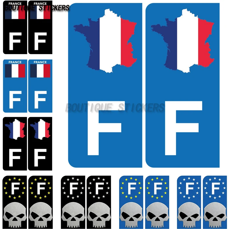 2Pcs Fine f France plaque d'immatriculation européenne autocollant noir bleu F Carte de France - Tête de crâne Car PVC stickers
2Pcs Fine f France plaque d'immatriculation européenne autocollant noir bleu F Carte de France - Tête de crâne Car PVC stickers