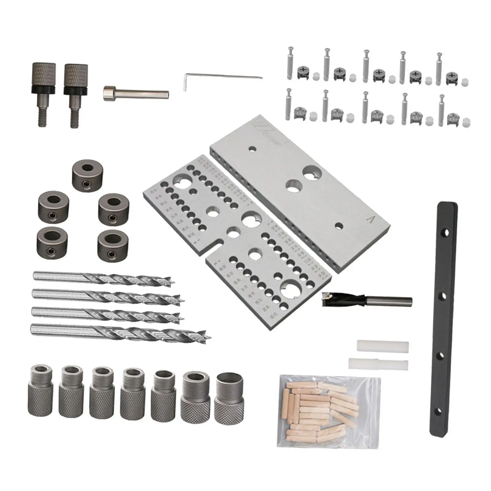 3 in 1 Dowel Jig Kit Professional Aluminum Alloy Dowel Drill Guide Kit Drilling Locator for Furniture Connecting Carpentry Drill
3 in 1 Dowel Jig Kit Professional Aluminum Alloy Dowel Drill Guide Kit Drilling Locator for Furniture Connecting Carpentry Drill