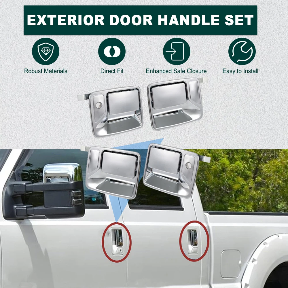 4PCS Car Exterior Door Handle Chrome Left Hand Drive Outside Door Handle for Ford F250 F350 F450 F550 Super Duty Truck 1999-2016
4PCS Car Exterior Door Handle Chrome Left Hand Drive Outside Door Handle for Ford F250 F350 F450 F550 Super Duty Truck 1999-2016
