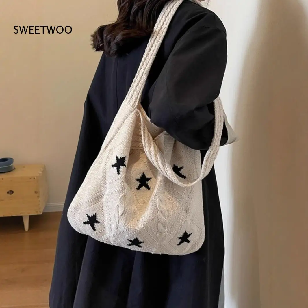 2026 Cable Knit Star Print Tote Bag Thick Soft Fabric Large Capacity Shoulder Handbag for Daily School Shopping
2026 Cable Knit Star Print Tote Bag Thick Soft Fabric Large Capacity Shoulder Handbag for Daily School Shopping