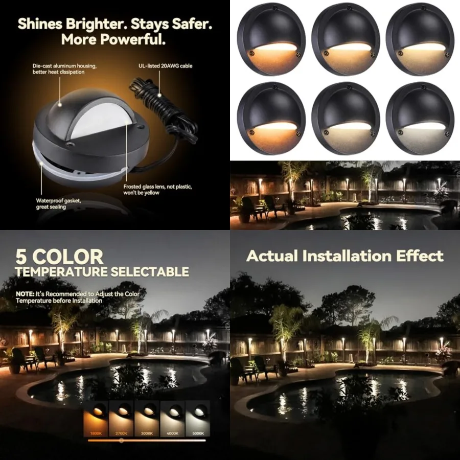Update 5CCT LED Low Voltage Deck Lights, 180LM 3.74inch Landscape Step Railing Fence Light, 12-24V AC/DC, CRI90, Die-cast Alumi
Update 5CCT LED Low Voltage Deck Lights, 180LM 3.74inch Landscape Step Railing Fence Light, 12-24V AC/DC, CRI90, Die-cast Alumi