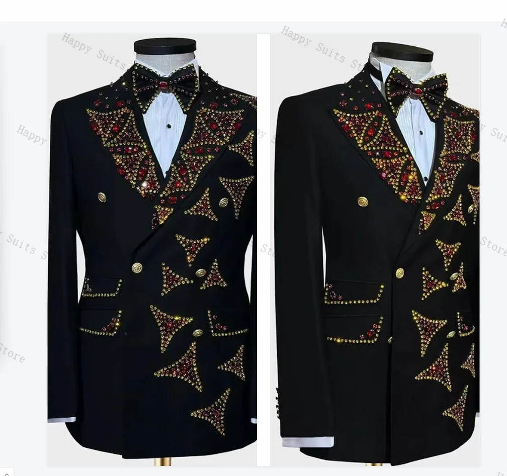 Luxury Crystals Men Suit Set 2 Pcs Blazer+Pants Trousers Formal Office Coat Autumn Black Groom Wedding Tuxedo Customized Jacket
Luxury Crystals Men Suit Set 2 Pcs Blazer+Pants Trousers Formal Office Coat Autumn Black Groom Wedding Tuxedo Customized Jacket