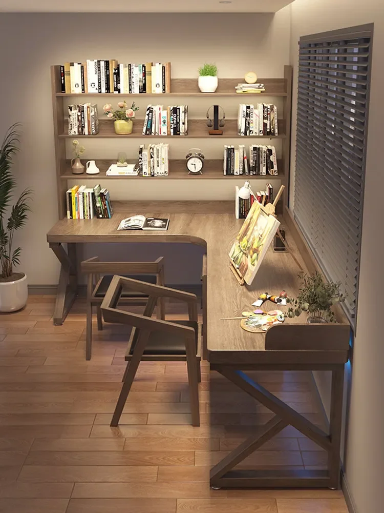b22all solid wood double desk bookshelf integrated combination home L-shaped computer desk
b22all solid wood double desk bookshelf integrated combination home L-shaped computer desk