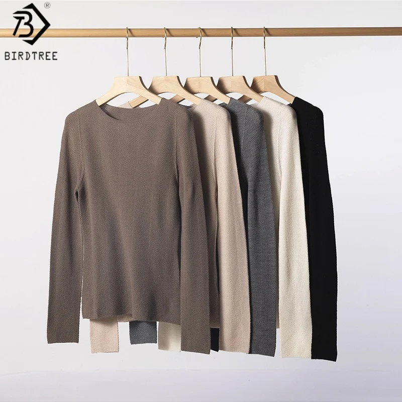 Birdtree, бесшовная майка из 100% овечьей шерсти, женская 48-игольная двусторонняя шерстяная рубашка с воротником-лодочкой, осенняя рубашка с длинными рукавами T59310JF
Birdtree, бесшовная майка из 100% овечьей шерсти, женская 48-игольная двусторонняя шерстяная рубашка с воротником-лодочкой, осенняя рубашка с длинными рукавами T59310JF