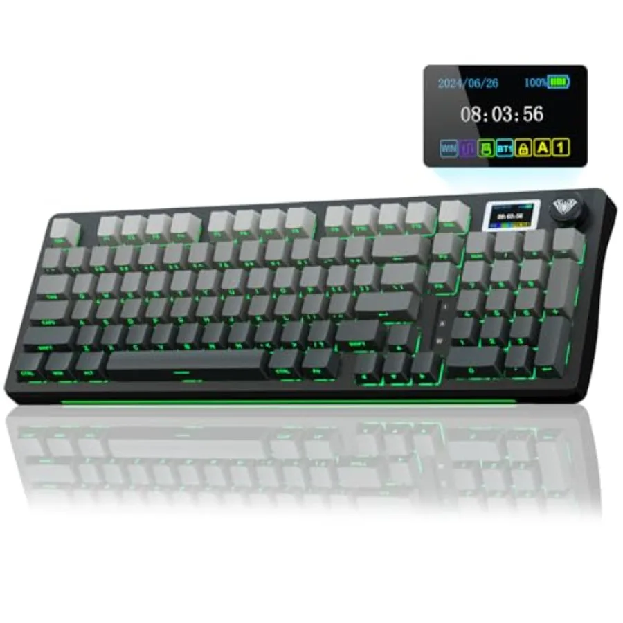 S98 Pro Wireless Mechanical Keyboard with Screen and Knob, 2.4GHz/USB-C/BT5.0 Hot Swappable Creamy Keyboard, Pre-lubed Linear S
S98 Pro Wireless Mechanical Keyboard with Screen and Knob, 2.4GHz/USB-C/BT5.0 Hot Swappable Creamy Keyboard, Pre-lubed Linear S