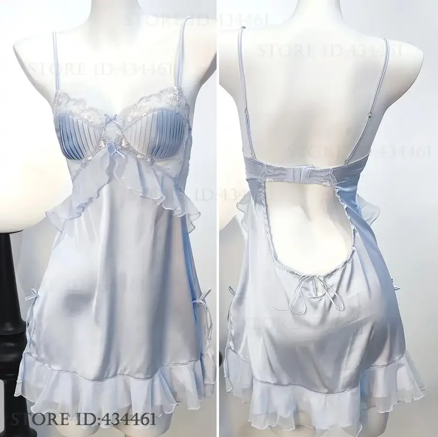 Female Suspender Nightgown Sexy Backless Lace Chemise Sleepwear Intimate Lingerie with Bra Hollow Out Perspective Nightdress
Female Suspender Nightgown Sexy Backless Lace Chemise Sleepwear Intimate Lingerie with Bra Hollow Out Perspective Nightdress