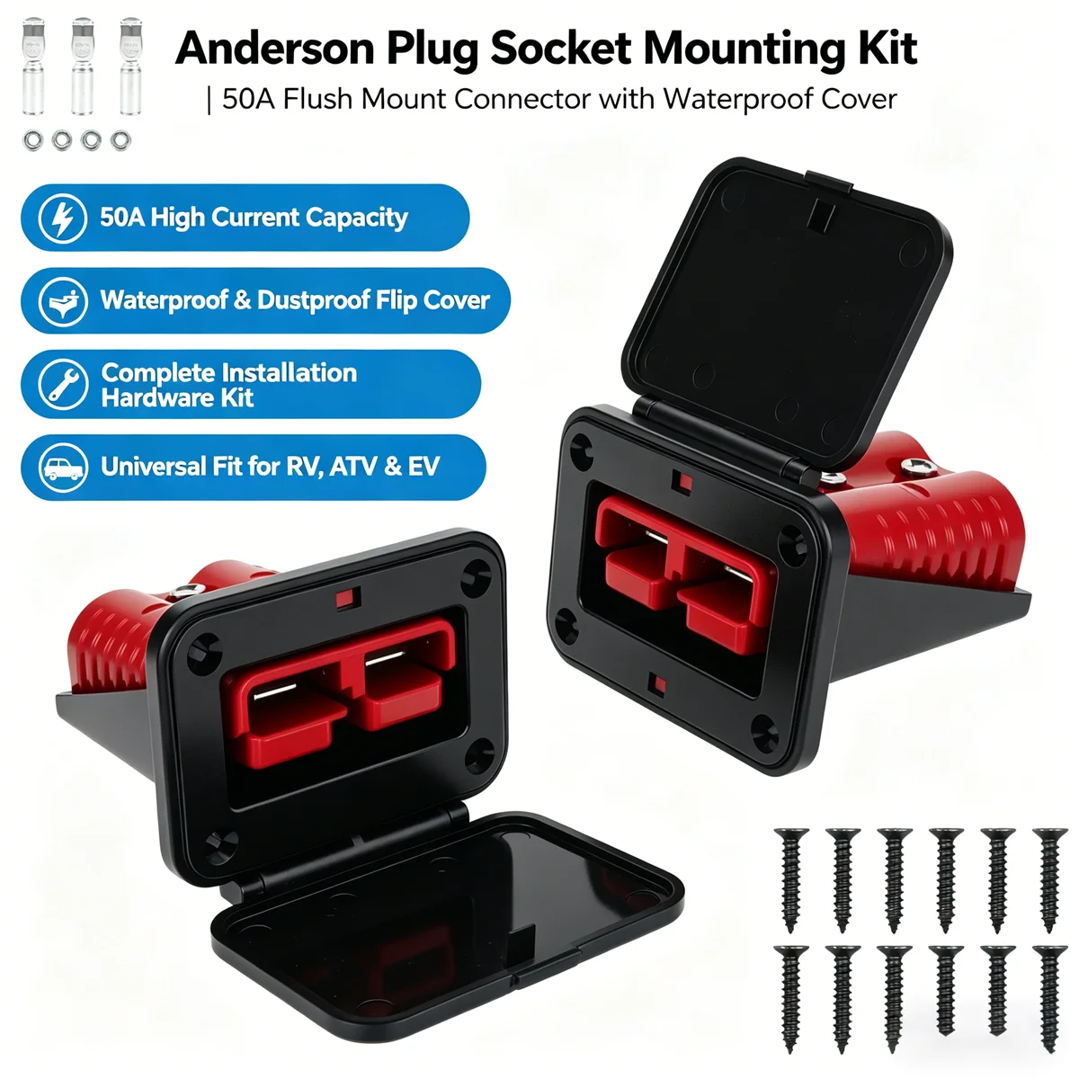 175A Battery Quick Connect Disconnect Plug Flush Mount Bracket Panel with Dust Cover for Winch RV Trailer Caravan Truck Boat ATV
175A Battery Quick Connect Disconnect Plug Flush Mount Bracket Panel with Dust Cover for Winch RV Trailer Caravan Truck Boat ATV