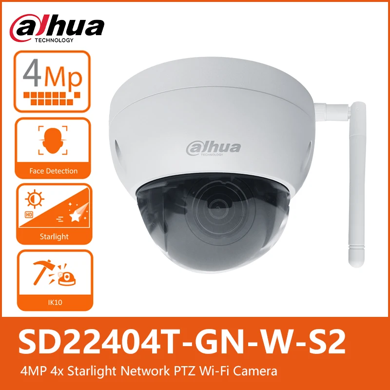 Dahua SD22404T-GN-W-S2 4MP WiFi PTZ 2.7~11mm Auto Varifocal 4x Zoom Outdoor Wireless IP Security Camera Smart Motion Detection
Dahua SD22404T-GN-W-S2 4MP WiFi PTZ 2.7~11mm Auto Varifocal 4x Zoom Outdoor Wireless IP Security Camera Smart Motion Detection