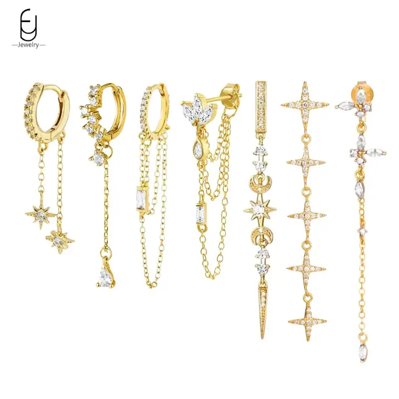 925 Sterling Silver Needle Luxury Long Chain Tassel Crystal Stud Earrings For Women Exquisite Pendant Gold Earrings Fine Jewelry
925 Sterling Silver Needle Luxury Long Chain Tassel Crystal Stud Earrings For Women Exquisite Pendant Gold Earrings Fine Jewelry