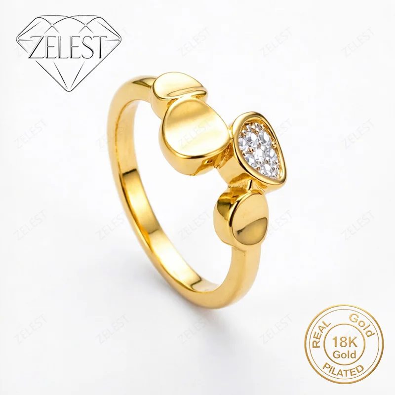 925 Sterling Silver 18K Gold Plated Luxury Minimalist Pattern Zircon Ring - Women's Fashion Party Gift Jewelry Accessories
925 Sterling Silver 18K Gold Plated Luxury Minimalist Pattern Zircon Ring - Women's Fashion Party Gift Jewelry Accessories