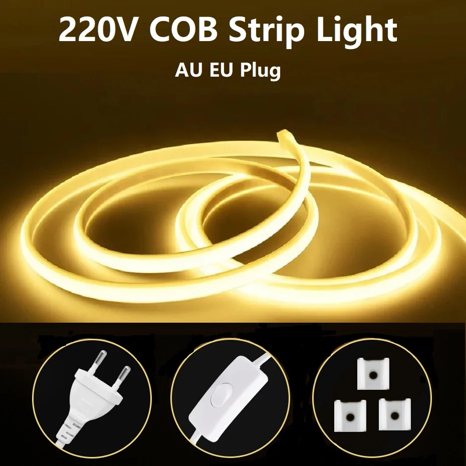 AC 220V COB LED Neon Strip Light ON OFF Switch AU EU Plug Led Tape Super Bright Flexible Lights Ribbon Warm/Neutral/Cold White
AC 220V COB LED Neon Strip Light ON OFF Switch AU EU Plug Led Tape Super Bright Flexible Lights Ribbon Warm/Neutral/Cold White