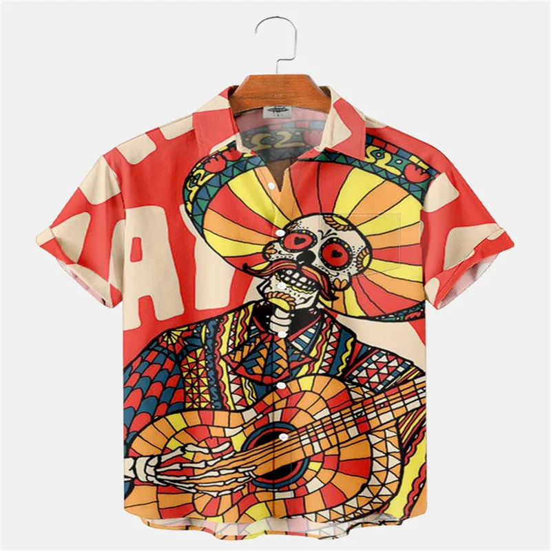 Spring and summer men's shirts, fashionable and quirky skull print short sleeved loose casual shirts, social holiday party shirt
Spring and summer men's shirts, fashionable and quirky skull print short sleeved loose casual shirts, social holiday party shirt