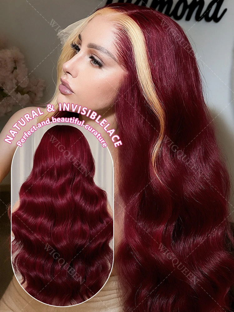 Upgrade 613/99J Highlight Wig 13x4 HD Lace Frontal Human Hair Wigs Burgundy Mixed Blonde Colored Body Wave Wig Raw Human Hair
Upgrade 613/99J Highlight Wig 13x4 HD Lace Frontal Human Hair Wigs Burgundy Mixed Blonde Colored Body Wave Wig Raw Human Hair