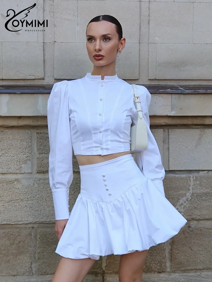 Oymimi Fashion Slim White Cotton Women's Two Pieces Set Elegant Long Sleeve Crop Shirt With High Waist Mini Skirt Set Female
Oymimi Fashion Slim White Cotton Women's Two Pieces Set Elegant Long Sleeve Crop Shirt With High Waist Mini Skirt Set Female