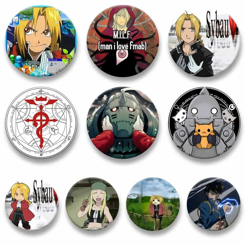 Anime Comic Fullmetal Alchemist Round Snap-in Badges Cartoon Character Lapel Pins Edward Elric Badges Accessories Jewelry Gifts
Anime Comic Fullmetal Alchemist Round Snap-in Badges Cartoon Character Lapel Pins Edward Elric Badges Accessories Jewelry Gifts