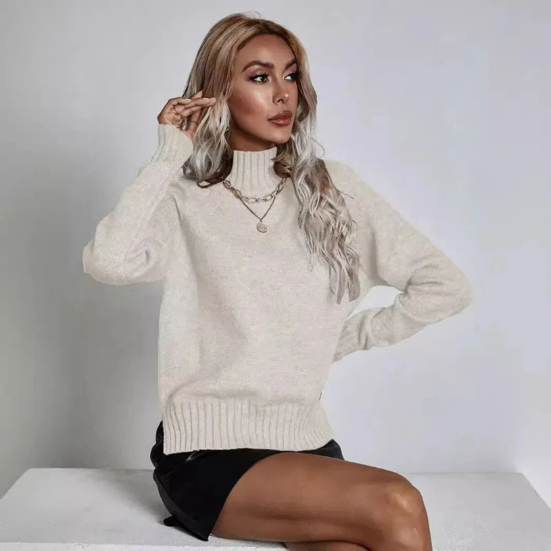 Autumn and Winter New Solid Color Sweater with High Collar Set Loose Women's Wear Solid Color High Collar Sweater
Autumn and Winter New Solid Color Sweater with High Collar Set Loose Women's Wear Solid Color High Collar Sweater