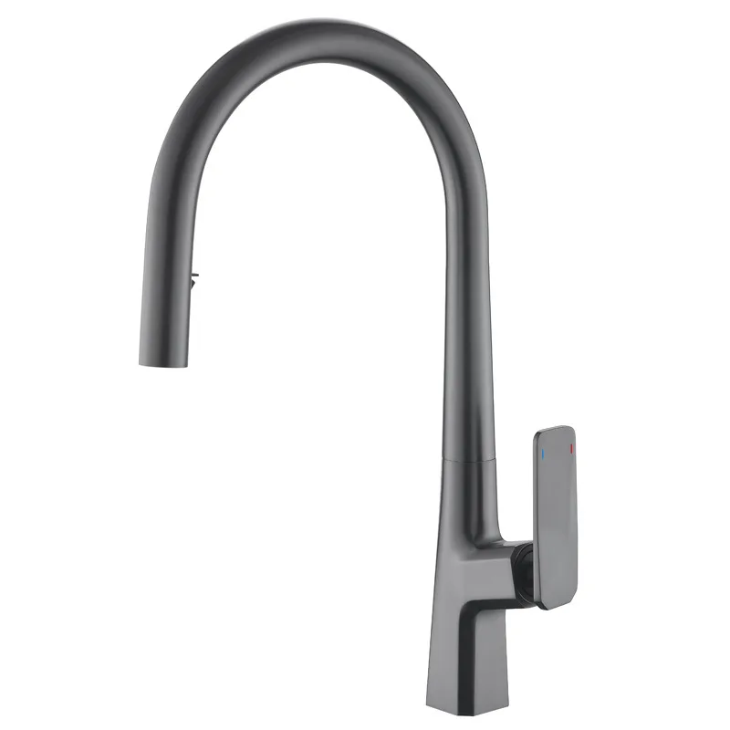 Grey all-copper hot and cold kitchen faucet, sink universal rotating pull-out type
Grey all-copper hot and cold kitchen faucet, sink universal rotating pull-out type