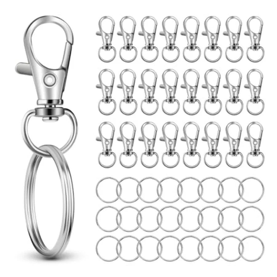 50 PCS in 25 Sets, Metal Swivel Lobster Claw Clasps, Keychain Clip with Large Key Ring, Premium Keychains Clips, Snap Hooks and
50 PCS in 25 Sets, Metal Swivel Lobster Claw Clasps, Keychain Clip with Large Key Ring, Premium Keychains Clips, Snap Hooks and