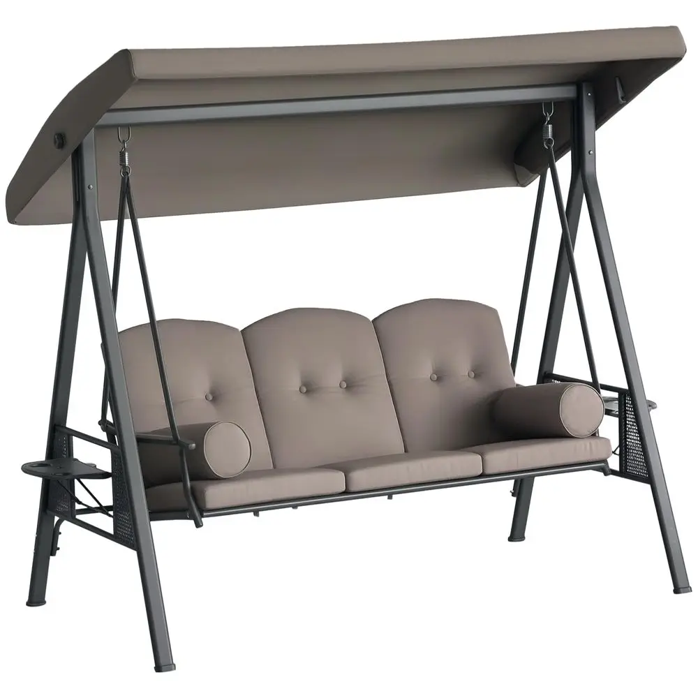 3Seat Patio Swing Chair, Outdoor Porch Swing Glider with Adjustable Canopy, Removable Cushion, Pillows and Side Trays, for Gard
3Seat Patio Swing Chair, Outdoor Porch Swing Glider with Adjustable Canopy, Removable Cushion, Pillows and Side Trays, for Gard