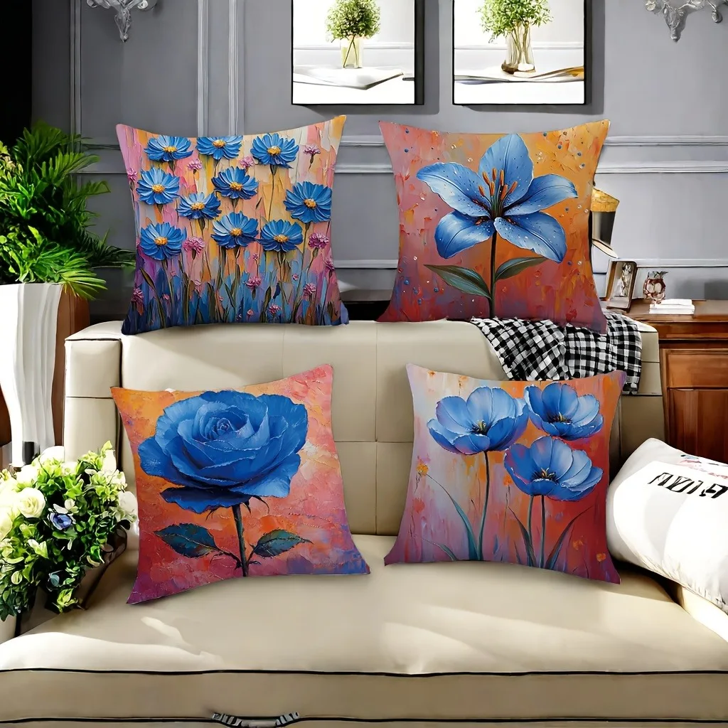 Яркая синяя наволочка с масляной краской и цветочным рисунком: смелая наволочка с художественной тематикой для современного драматического домашнего декора дивана
Яркая синяя наволочка с масляной краской и цветочным рисунком: смелая наволочка с художественной тематикой для современного драматического домашнего декора дивана