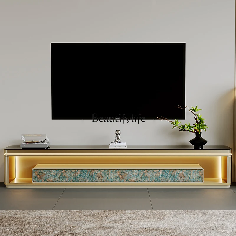 Floor TV cabinet coffee table combination living room new small apartment solid wood light luxury
Floor TV cabinet coffee table combination living room new small apartment solid wood light luxury