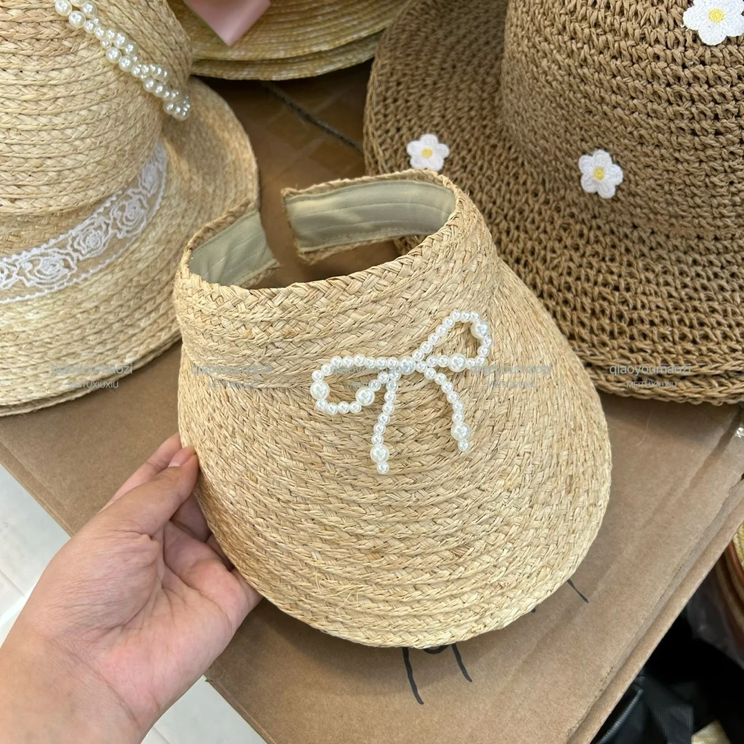 Fairy Plastic Pearl Bow Chain Raffia Sun Visors Women Fashion Empty Cap Summer Spring Beach Sun Cap Female Pamelas Para Bodas
Fairy Plastic Pearl Bow Chain Raffia Sun Visors Women Fashion Empty Cap Summer Spring Beach Sun Cap Female Pamelas Para Bodas