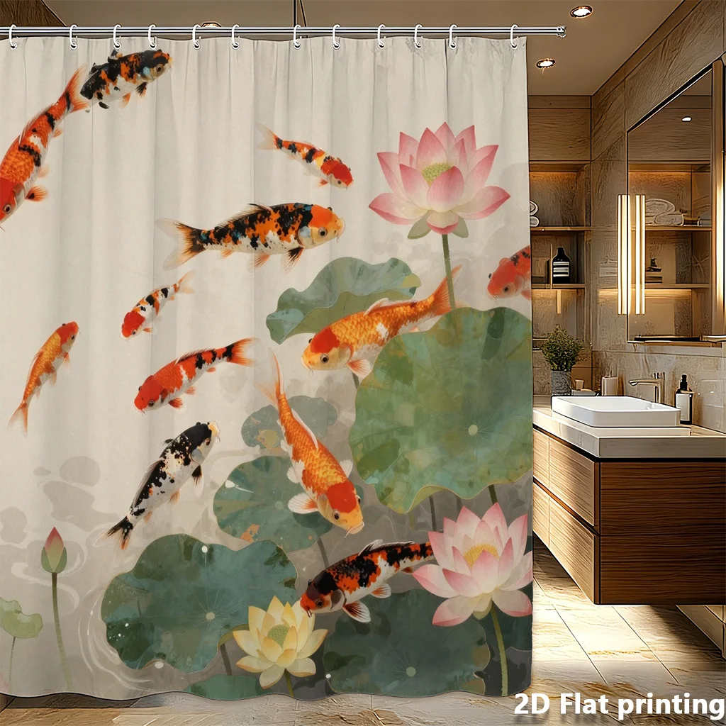 Koi Fish Shower Curtain – Lotus Flowers, Green Leaves, 2D Flat Print, Polyester, Grommet Top, 71x71 inch
Koi Fish Shower Curtain – Lotus Flowers, Green Leaves, 2D Flat Print, Polyester, Grommet Top, 71x71 inch